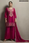 Designer Silk Blend Embroidery Ladies Plazzo Suits